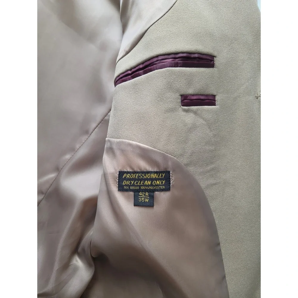 Gianni Vironi Mens Tan Beige 3 Button Blazer Sport Coat Jacket 42R Classic Fit